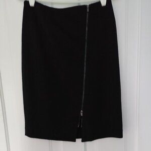 Calvin Klein Black Ponte Knit Skirt with Diagonal Zipper